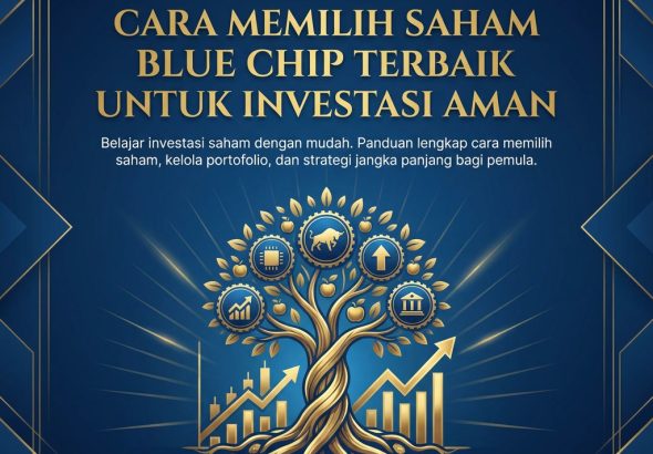 Ilustrasi grafik kenaikan saham untuk strategi investasi saham blue chip aman bagi pemula.