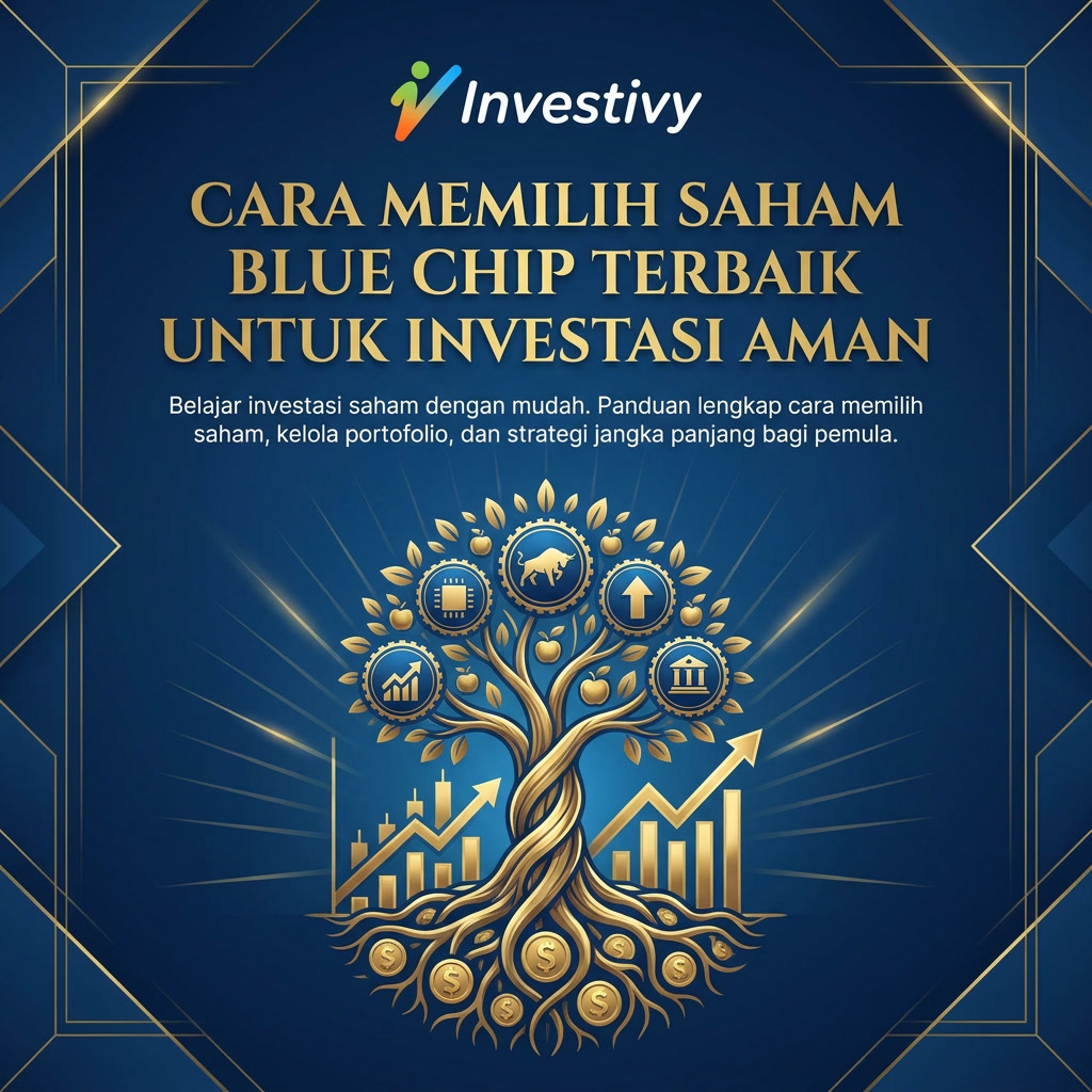 Ilustrasi grafik kenaikan saham untuk strategi investasi saham blue chip aman bagi pemula.