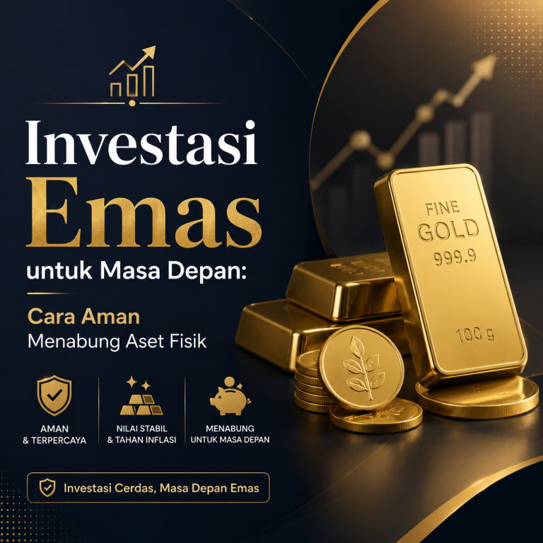Ilustrasi seseorang sedang melakukan investasi emas untuk masa depan yang aman.