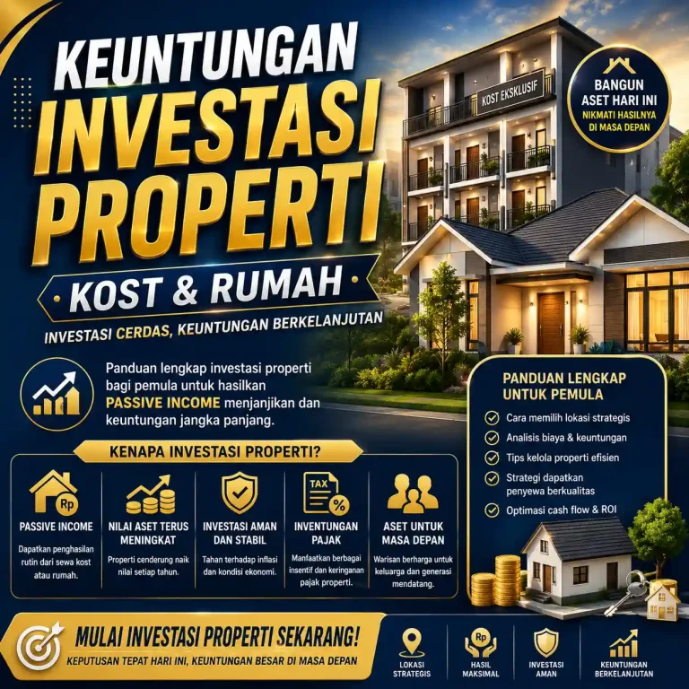 Desain bangunan rumah kost modern yang terintegrasi dengan sistem keamanan digital untuk promosi Website Casino online terpercaya